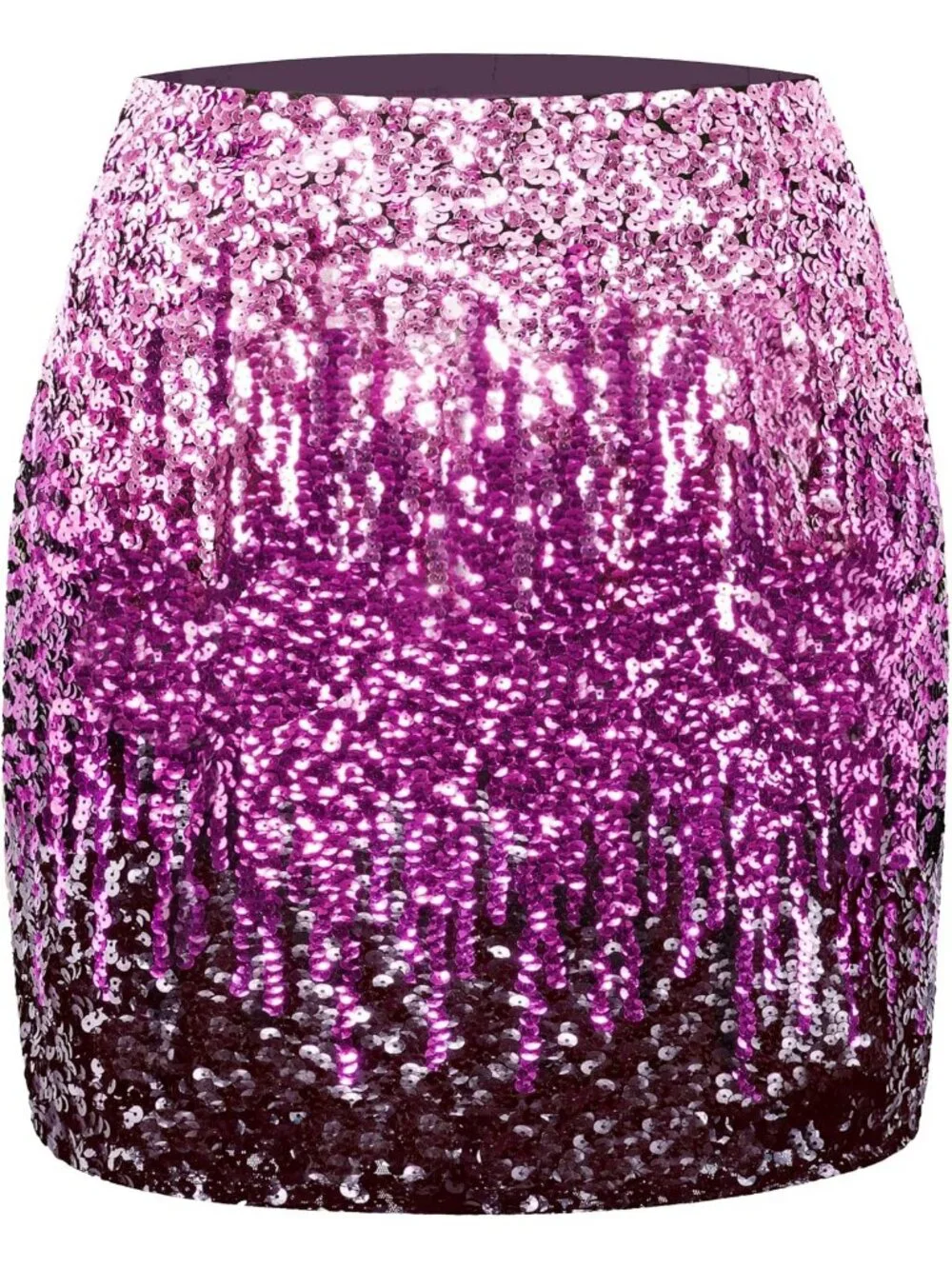 Women's Sequin Sparkle High Waist Bodycon Stretchy Festival Fuchsia Mini Skirt
